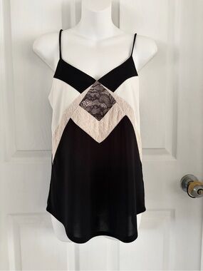 Express Black and Cream Lace Inset Camisole.